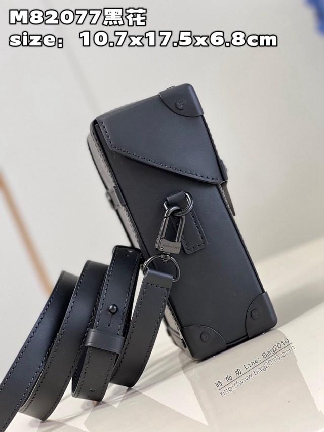 LV專櫃2023新款Vertical Trunk迷你手袋 M82077黑花 路易威登小斜挎包手機包 dn1374